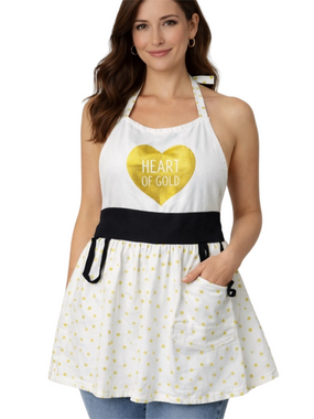 paper source heart of gold cotton white and black kitchen cooking apron